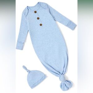 PatPat Light Blue Kids Sleep Sack with Knot Hat 3 to 6 months